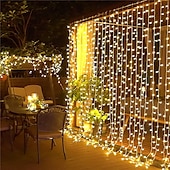 abordables Guirlandes lumineuses à brancher-Guirlande lumineuse à LED pour rideau de fenêtre de réception de fête de mariage élégante 3x3m&amp;amp;Guirlande lumineuse de Noël en forme d&#039;étoile scintillante, 6 x 3 m, 600 LED, pour la maison, le