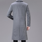 billiga Trenchcoat för män-Herr Vinterkappa Rock Trenchcoat Kontor &amp; Karriär Dagliga kläder Vinter Ylle Håller värmen Tvättbar Ytterkläder Kläder Mode Uppvärmning Solid färg Flera fickor Nedvikt Enkelknäppt