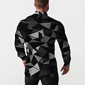 voordelige Geometrisch patroon-Voor heren Geometrisch patroon Abstract Geometrie Overhemd Overhemd met knopen Lange mouw Modieus Ontwerper Casual Buiten Casual Feestdagen Herfst winter Strijkijzer Afdrukken Button-omlaag