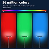 ieftine lampă de masă și podea-Lampa de podea inteligentă rgb funcționează cu Alexa google home, telecomandă wifi, lampă modernă înaltă, culoare super luminoasă de 2000 lm, reglabilă pentru sufragerie, dormitor (negru)