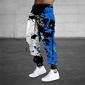 preiswerte Sweatpants-Herren Jogginghose Trainingshose Jogginghose Jogger Hose Hosen Kordelzug Seitentaschen Elastische Taille Farbblock Grafik-Drucke Komfort Atmungsaktiv Sports Outdoor Casual Täglich Baumwollmischung