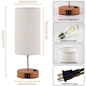 Недорогие настольная и торшер-настольная лампа USB-порты для зарядки, серо-бежевая прикроватная лампа с розеткой переменного тока, прикроватная лампа с выключателем на молнии, минималистская современная настольная лампа с