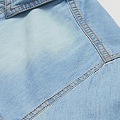billige denimskjorter for menn-Herre Skjorte Dongeriskjorte Ensfarget utendørs Feriereise Blå Lyseblå Langermet Aftæpning Sommer Vår Klær Knapp ned