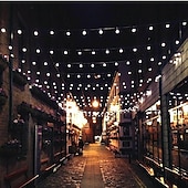 abordables Guirlandes solaires-Guirlande lumineuse solaire à LED, 10 m/20 m/30 m/50 m, lumières acryliques étanches pour l&#039;extérieur avec télécommande, plug-in pour les vacances de Noël, les fêtes,&amp;amp;décoration de jardin prise