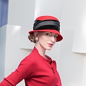 お買い得  パーティーハット-ビンテージ スタイルのエレガントな 100% ウール / フェザー付きフランネル帽子 / トリム 1pc 特別な行事 / 休日のかぶと