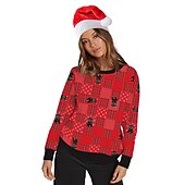 abordables Sudaderas y sudaderas con capucha divertidas-Papá Noel Gato Hombre de pan de jengibre Suéter de navidad Sudadera Hombre Mujer Navidad Navidad Carnaval Mascarada Nochebuena Adultos Fiesta Navidad Poliéster Cima
