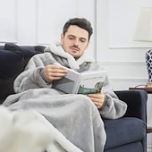 cheap Kigurumi Pajamas-Adults' Oversized Hoodie Blanket Wearable Blanket With Pocket Solid Color Onesie Pajamas Flannel Cosplay For Men and Women Carnival Animal Sleepwear Cartoon Festival / Holiday Costumes