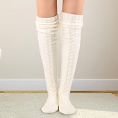 cheap Home Socks-Women&#039;s Cable Knitted THigh High Boot Socks Extra Long Winter Stockings Over Knee Leg Warmers Floor Socks Wool