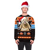 abordables Sudaderas y sudaderas con capucha divertidas-Papá Noel Gato Hombre de pan de jengibre Suéter de navidad Sudadera Hombre Mujer Navidad Navidad Carnaval Mascarada Nochebuena Adultos Fiesta Navidad Poliéster Cima