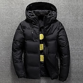 billiga Herrdunjackor och -parkas-Herr Vinterkappa Vinterjacka Dun Pufferjacka Ficka Kontor &amp; Karriär Datum Ledigt / vardag Utomhus Fritid Sport Vinter Enfärgad / vanlig färg Mörkgrå Svart Pufferjacka