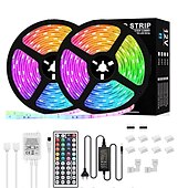 tanie Zdalnie sterowane-Taśmy led rgb 5050 20m 65.6ft ultra długie zmieniające kolor paski świetlne led zestaw z 44 klawiszami ir pilot zdalnego światła led do sypialni kuchnia dekoracja wnętrz
