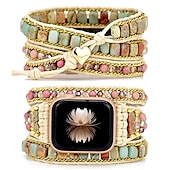 cheap Apple Watch Bands-Handmade Braided Rope Compatible with Apple Watch band Women Multilayer Beaded Beads Strap Replacement Wristband for 38mm 40mm 41mm 42mm 44mm 45mm 49mm iwatch Series Ultra 8 7 6 SE 5 4 3 2 1