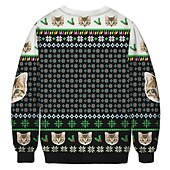 abordables Sudaderas y sudaderas con capucha divertidas-Papá Noel Gato Hombre de pan de jengibre Suéter de navidad Sudadera Hombre Mujer Navidad Navidad Carnaval Mascarada Nochebuena Adultos Fiesta Navidad Poliéster Cima