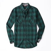 economico camicie di flanella-Per uomo Camicia Camicia di flanella Giacca camicia Sopracamicia Plaid Streetwear Quotidiano Nero Bianco Giallo Rosso Manica Lunga Collo ripiegato Primavera &amp; Autunno Abbigliamento Bottonato
