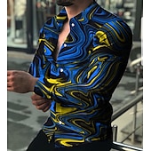 economico Geometrica-Per uomo Gradiente Geometrica Camicia Camicia con bottoni Manica lunga Di tendenza Originale Informale Esterno Per eventi Estate Primavera Collo ripiegabile Stampa Bottone giù Rosso Blu Viola chiaro