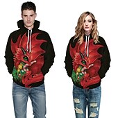 abordables Sudaderas y sudaderas con capucha divertidas-Dinosaurio Suéter de navidad Sudadera Pullover Sudadera con capucha navideña divertida Impresión 3D Hombre Mujer Navidad Carnaval Mascarada Nochebuena Navidad Adultos Fiesta Navidad Cima