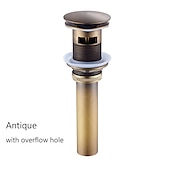 cheap Pop Up Drains-Brass Pop Up Sink Drain Stopper with Overflow Bathroom Faucet Vessel Vanity Sink Drainer