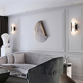 economico Luci da parete-applique da parete a led in marmo ovale applique moderna luce calda apparecchio di illuminazione moderna lampade da parete per interni camera da letto sala da pranzo rame 110-240v