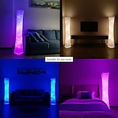 economico lampada da tavolo e da terra-lampada da terra intelligente, lampada alta rgb da 61&quot;, lampadine intelligenti a led dimmerabili e cambia colore rgbw e paralume in tessuto bianco, con telecomando, lampada da terra per soggiorno, camera da letto e sala giochi