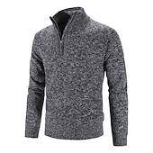 halpa miesten villapaita-Miesten Neulepusero Mekko villapaita Fleece villapaita Joustin Neuloa Normaali Kudottu Yhtenäinen väri Pystykaulus Pidä Lämmin Moderni nykyaikainen Työ Arki-asut Vaatetus 봄 &amp; Syksy Rubiini Sininen M