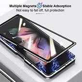 Χαμηλού Κόστους Samsung Θήκη-Θήκη τηλεφώνου για Samsung Galaxy Z Fold 5 Z Fold 4 Z Fold 3 Z Fold 2 με μαγνητική προσκόλληση αναστρέψιμη καθρέφτη διαφανής διαφανές γυαλί tempered μέταλλο