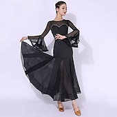 voordelige Standaard Balzaal-Ballroomdansen Kleding Gesplitst Kristallen / Bergkristallen Dames Prestatie Opleiding Lange mouw Polyester Netstof Spandex