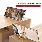 billiga Skal och fodral till Samsung-Mobilskal för Samsung Galaxy Z Flip 5 Z Flip 4 Flip ringhållare dammskydd kameraobjektivskydd enhetlig färg TPU