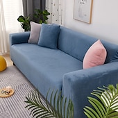 baratos Cobertura de Sofa-capa de sofá elástica espessa de pelúcia elástica sofá secional poltrona loveseat 4 ou 3 lugares em forma de l cinza macio durável lavável