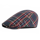 abordables Chapeaux homme-Homme Casquette Plate Rouge bleu marine Polyester Boucle réglable Imprimer simple Mode des années 1920 Vacances Plein Air Quotidien Fin de semaine Plaid Portable Confort Mode