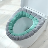お買い得  トイレのふたとタンクカバー-柔らかい便座カバーパッド 厚くて暖かい 伸縮性のある洗える布 トイレはすべての楕円形の便座にフィットします