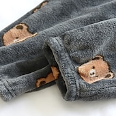 cheap Men&#039;s Sleep Bottom-Men&#039;s Loungewear Flannel Pajama Pants Lounge Pants Bear Simple Plush Home Daily Flannel Breathable Long Pant Pant Elastic Waist Winter Dark Gray