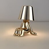 billige bord- og gulvlampe-touch led bordlampe, moderne tenker dekorativ lampe led oppladbar skrivebordslampe, golden little man usb bordlampe, nattlys for soverom, arbeidsrom, stue, nattbord, bar, restaurant
