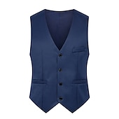 cheap Men&#039;s Vest-Men&#039;s Vest Waistcoat Wedding Daily Wear Going out Festival Business Basic Fall &amp; Winter Pocket Polyester Breathable Soft Comfortable Solid Colored Single Breasted V Neck Regular Fit Black Cream Gray