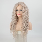 economico Parrucche trendy sintetiche-parrucche sintetiche lunghe ricci per le donne parrucca di repalcement dei capelli dell&#039;onda sciolta rosa bianca riccioli soffici parrucca del partito quotidiano parrucca ondulata lunga parrucche del