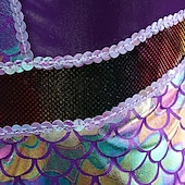 abordables Disfraces de Niña-Niños Chica Vestido Sirena Sin Mangas Rendimiento Disfraz Algodón Vestido de cambio Verano Primavera 3-6 años de edad Azul Piscina Morado