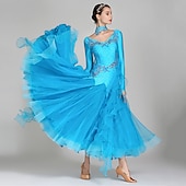 levne Oblečení do tanečního sálu-Standardní tance Šaty Štras Výšivka Dámské Výkon Trénink Dlouhý rukáv Spandex Organza