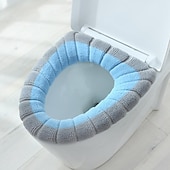 お買い得  トイレのふたとタンクカバー-柔らかい便座カバーパッド 厚くて暖かい 伸縮性のある洗える布 トイレはすべての楕円形の便座にフィットします