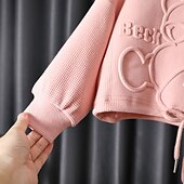 preiswerte Sets-Mädchen 3D Feste Farbe Buchstabe Set aus Kapuzenpullover und Jogginghose Kleidungsset Langarm Herbst Winter Täglich Brautkleider schlicht Baumwolle kinderkleidung 2-6 Jahre Urlaub Regular Fit