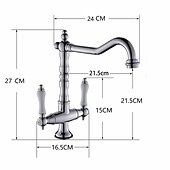 economico Rubinetti per lavello-rubinetto miscelatore lavello da cucina tradizionale, rubinetti da cucina per recipienti in stile retrò doppi manici monoforo girevole cromato / ottone / nichel spazzolato beccuccio standard