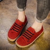 abordables Chaussures sans lacet et mocassins femme-Chaussures à enfiler en daim marron pour femmes – baskets décontractées confortables avec sangles élastiques pour un usage quotidien et les activités de plein air