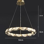 economico Luci a sospensione-lampadario a sospensione a led lampadario a 1 anello regolabile finitura in acciaio inossidabile lussuoso stile moderno sala da pranzo lampade a sospensione camera da letto 110-240v