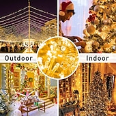 billige Elektrisk støpsel-juleslyngelys utendørs 20m 200leds 8 moduser plugg inn julepynt varme hvite lys fest hage juledekor belysning ac220v 230v 240v eu plugg