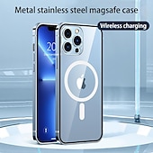 رخيصةأون جرابات آيفون-حافظة هاتف لجهاز iPhone 16 iPhone 15 Pro Max Plus iPhone 14 13 12 Pro Max Mini مع دعم Magsafe شحن لاسلكي مضاد للصدمات معدني