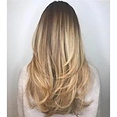 economico Parrucche trendy sintetiche-parrucche grigie lunghe a strati per le donne parrucche ondulate d&#039;argento parrucca di capelli sintetici naturali per l&#039;uso quotidiano delle feste parrucche per feste di natale