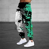 preiswerte Sweatpants-Herren Jogginghose Trainingshose Jogginghose Jogger Hose Hosen Kordelzug Seitentaschen Elastische Taille Farbblock Grafik-Drucke Komfort Atmungsaktiv Sports Outdoor Casual Täglich Baumwollmischung