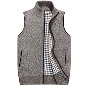 cheap Men&#039;s Cardigan Sweater-Men&#039;s Sweater Vest Cardigan Sweater Zip Sweater Fleece Sweater Knit Solid Color Classic &amp; Timeless Clothing Apparel Winter Lake blue Wine M L XL
