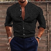 cheap Ethnic Pattern-Men&#039;s Floral Shirt Button Up Shirt Long Sleeve Vintage Fashion Designer Outdoor Casual Holiday Fall &amp; Winter Stand Collar Print Button-Down Black White Yellow Blue Brown