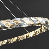 economico Luci a sospensione-lampadario a sospensione a led lampadario a 1 anello regolabile finitura in acciaio inossidabile lussuoso stile moderno sala da pranzo lampade a sospensione camera da letto 110-240v