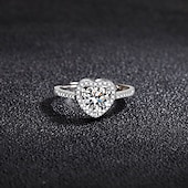 economico Anello di Nozze-Anello Matrimonio geometrico Argento Strass Argento sterling S925 Cuori Moda Semplice Lusso 1 pc / Per donna / Anello aperto / Orecchino singolo / Anello regolabile