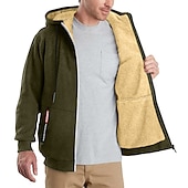 cheap Fleece Sweatshirts-Men&#039;s Zip Hoodie Sweatshirt Sweat Jacket Sherpa Black White Wine Army Green Navy Blue Hooded Solid Color Zipper Cool Basic Casual Winter Clothing Apparel Hoodies Sweatshirts  Long Sleeve